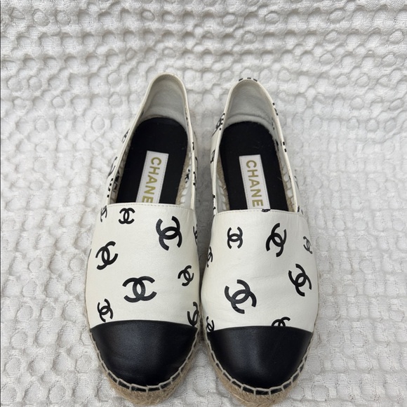 CHANEL Shoes - CHANEL Women's Black and Cream Espadrilles